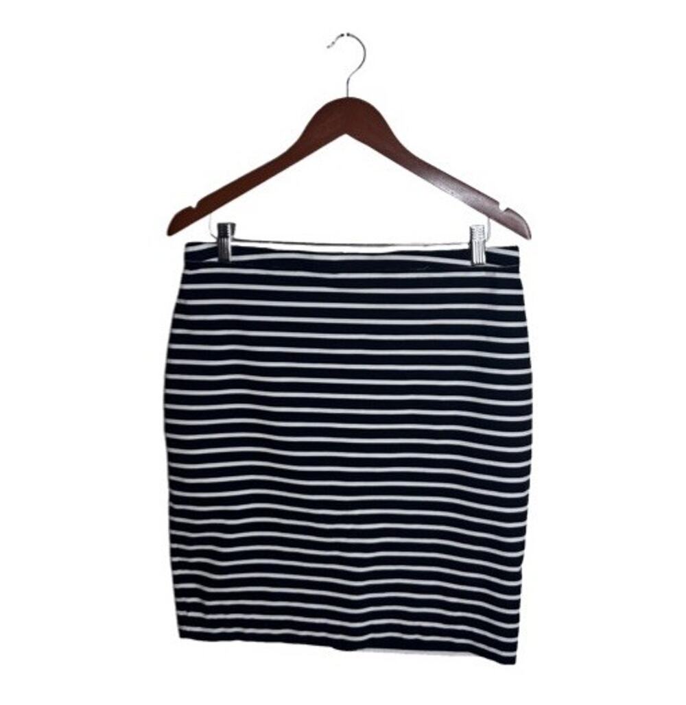 WHBM Striped Pencil Skirt Black White Size 12 Office Business Preppy Career